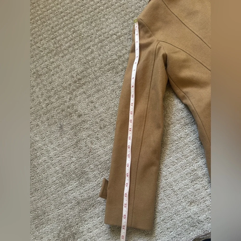 Michael Kors Camel Wool Blend Peacoat Gold Buttons Zip Pocket Coat XS
